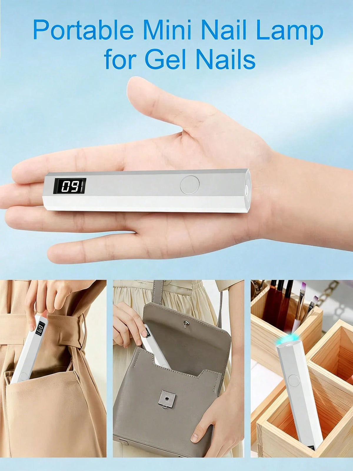 Portable Nail Polish Gel Dryer, Gel Nail Polish Glue Dryer, Handheld Nail Lamp, USB Mini Nail Dryer Lamp, 180mAh Battery UV LED Nail Lamp Suitable For All Nail Gels, Home & Salon Manicure Tool, Nail A