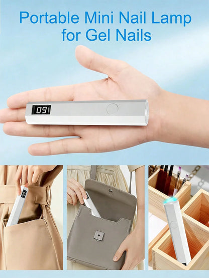 Portable Nail Polish Gel Dryer, Gel Nail Polish Glue Dryer, Handheld Nail Lamp, USB Mini Nail Dryer Lamp, 180mAh Battery UV LED Nail Lamp Suitable For All Nail Gels, Home & Salon Manicure Tool, Nail A