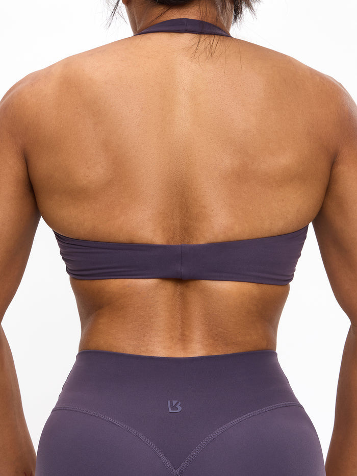 Poshknit Twist Halter Sports Bra - Purple Shadow
