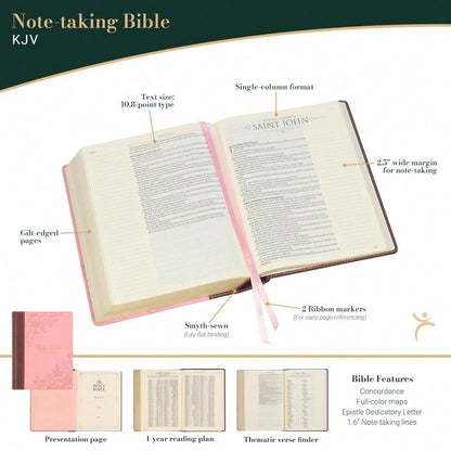 Pre-Owned 3-Minute Devotions For Women KJV Bible [Rose & Copper Florets] (Hardcover) By Compiled By Barbour Staff