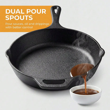 Premium Cast Iron Skillet 3-Piece Set(6/8/10 Inch) Frying Pans, Heavy-Duty Pre-Seasoned Pan Cookware Set- Non-Stick Skillet With Drip Spout, For Frying, Saute, Cooking, Pizza & More, Perfect For Holi