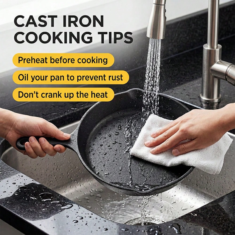 Premium Cast Iron Skillet 3-Piece Set(6/8/10 Inch) Frying Pans, Heavy-Duty Pre-Seasoned Pan Cookware Set- Non-Stick Skillet With Drip Spout, For Frying, Saute, Cooking, Pizza & More, Perfect For Holi