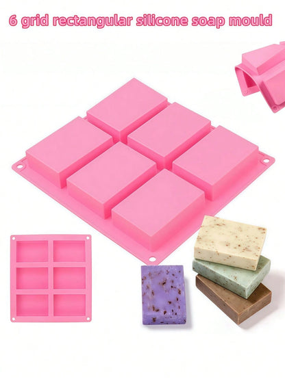 Premium Non-Stick Silicone Soap Mold- Reusable Rectangle Bar Molds For DIY Crafts, Homemade Bath & Beauty Supplies, Easy Release Handmade Soap Making Tools- Pink