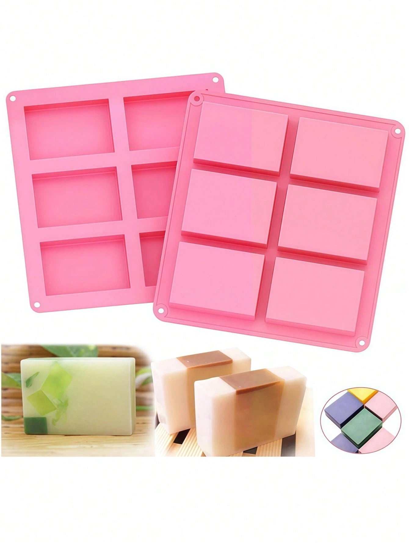 Premium Non-Stick Silicone Soap Mold- Reusable Rectangle Bar Molds For DIY Crafts, Homemade Bath & Beauty Supplies, Easy Release Handmade Soap Making Tools- Pink