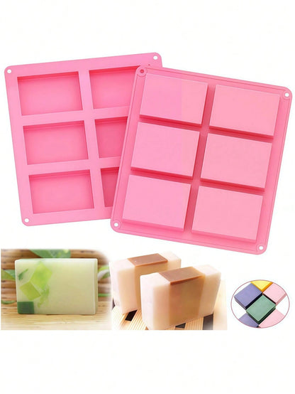 Premium Non-Stick Silicone Soap Mold- Reusable Rectangle Bar Molds For DIY Crafts, Homemade Bath & Beauty Supplies, Easy Release Handmade Soap Making Tools- Pink