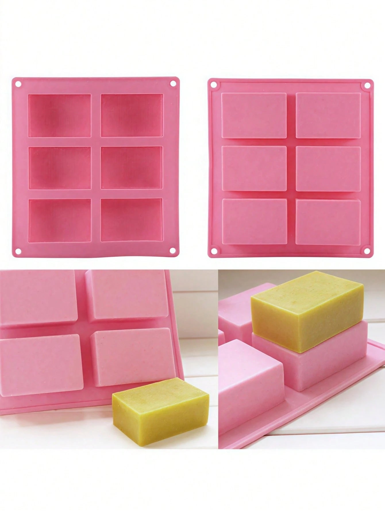 Premium Non-Stick Silicone Soap Mold- Reusable Rectangle Bar Molds For DIY Crafts, Homemade Bath & Beauty Supplies, Easy Release Handmade Soap Making Tools- Pink