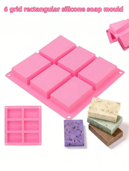 Premium Non-Stick Silicone Soap Mold- Reusable Rectangle Bar Molds For DIY Crafts, Homemade Bath & Beauty Supplies, Easy Release Handmade Soap Making Tools- Pink