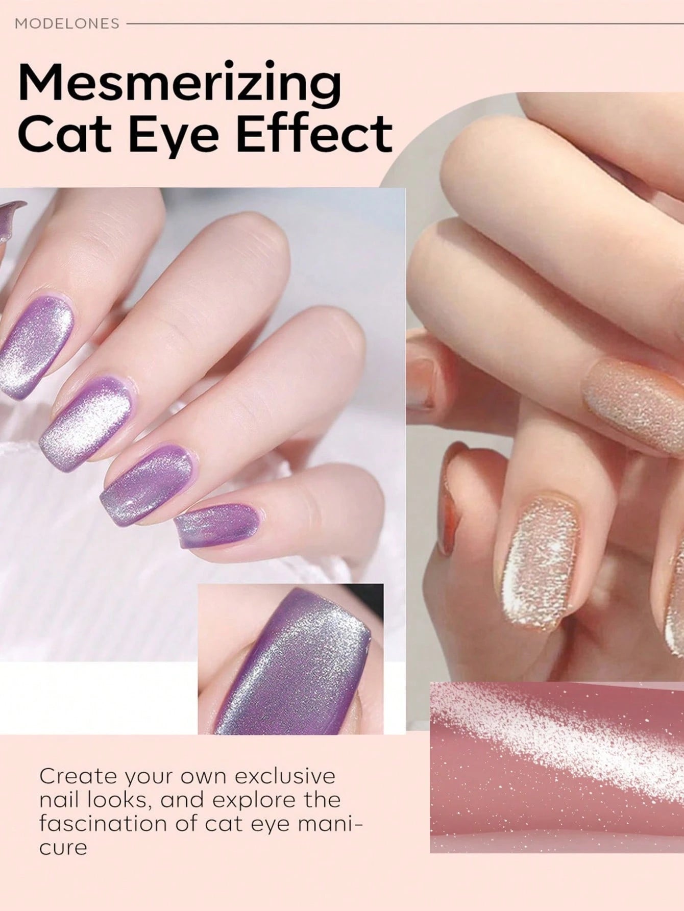Premium Satin Wide Cat Eye Gel Nail Polish 6-Color Set, High Saturation Magnetic Powder With Delicate Gradient Cat Eye Luster, Includes Magnet Tool, Gentle Removable Non-Damaging Nail Gel, Exquisite G