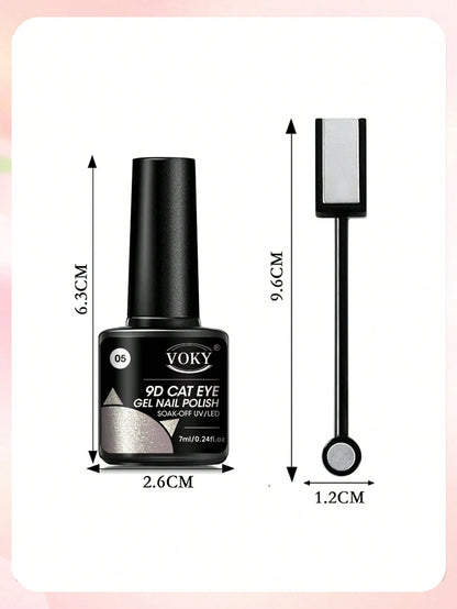 Premium Satin Wide Cat Eye Gel Nail Polish 6-Color Set, High Saturation Magnetic Powder With Delicate Gradient Cat Eye Luster, Includes Magnet Tool, Gentle Removable Non-Damaging Nail Gel, Exquisite G