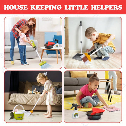 Pretend House Cleaning Vehicle Toy Set| With Vacuum Cleaner And Multi-Functional Cleaning Tools, Durable ABS Material, Realistic Cleaning Set Including Mop, Broom, Dustpan, Bucket, Suitable For Boys