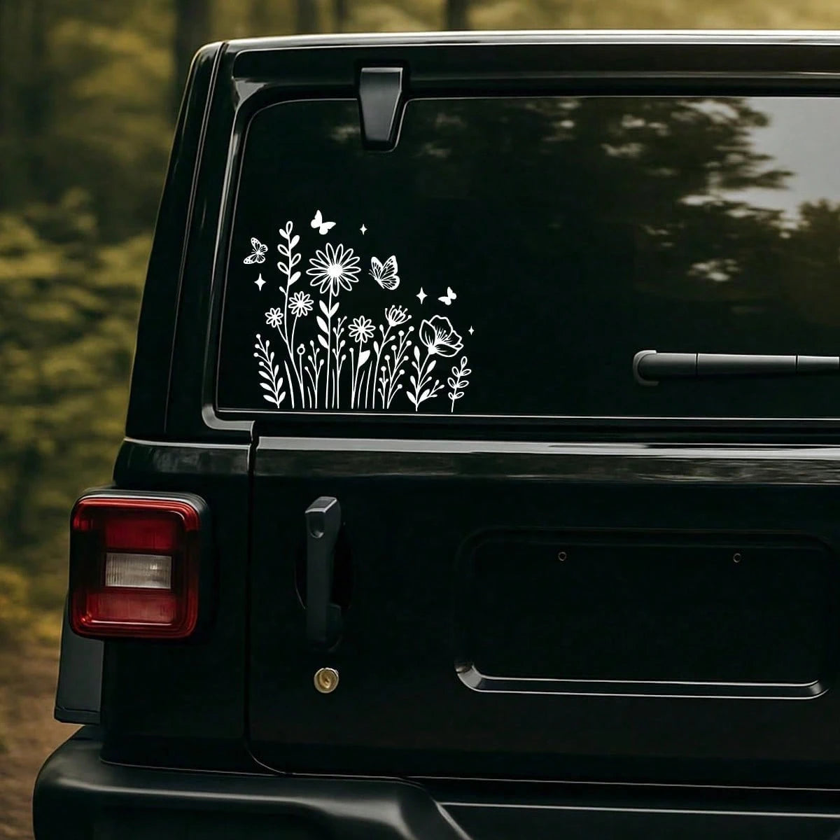 Pretty Lines Small Flower Car Stickers, Wildflower Vinyl Stickers- Wildflower Stickers Wildflower Butterfly Car Stickers Laptop Decals Water Bottle Truck Stickers