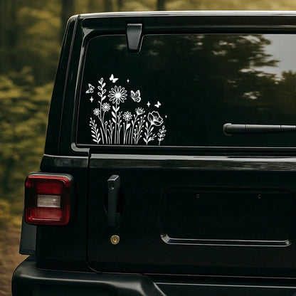 Pretty Lines Small Flower Car Stickers, Wildflower Vinyl Stickers- Wildflower Stickers Wildflower Butterfly Car Stickers Laptop Decals Water Bottle Truck Stickers