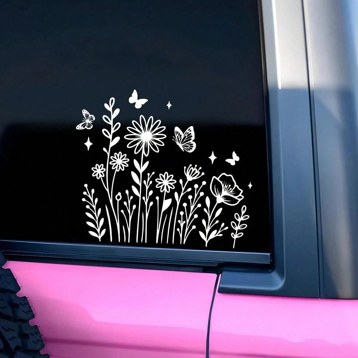 Pretty Lines Small Flower Car Stickers, Wildflower Vinyl Stickers- Wildflower Stickers Wildflower Butterfly Car Stickers Laptop Decals Water Bottle Truck Stickers