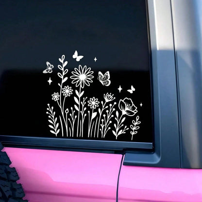 Pretty Lines Small Flower Car Stickers, Wildflower Vinyl Stickers- Wildflower Stickers Wildflower Butterfly Car Stickers Laptop Decals Water Bottle Truck Stickers