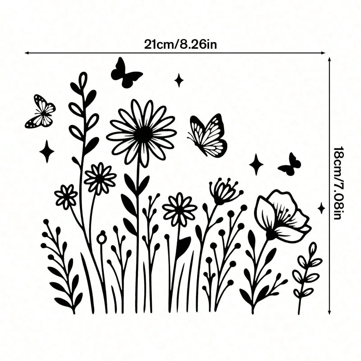 Pretty Lines Small Flower Car Stickers, Wildflower Vinyl Stickers- Wildflower Stickers Wildflower Butterfly Car Stickers Laptop Decals Water Bottle Truck Stickers
