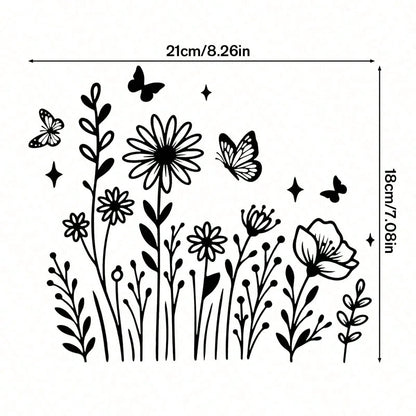 Pretty Lines Small Flower Car Stickers, Wildflower Vinyl Stickers- Wildflower Stickers Wildflower Butterfly Car Stickers Laptop Decals Water Bottle Truck Stickers