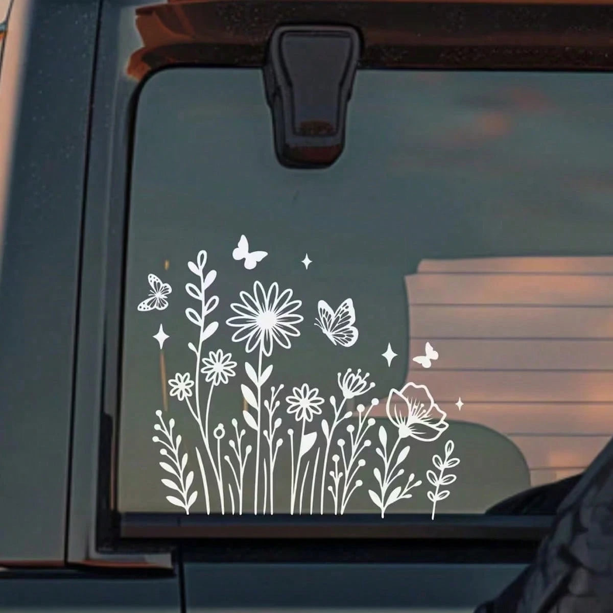 Pretty Lines Small Flower Car Stickers, Wildflower Vinyl Stickers- Wildflower Stickers Wildflower Butterfly Car Stickers Laptop Decals Water Bottle Truck Stickers