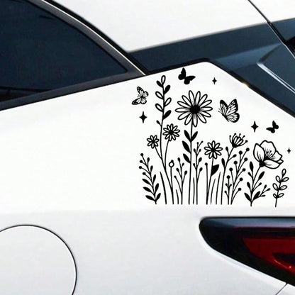 Pretty Lines Small Flower Car Stickers, Wildflower Vinyl Stickers- Wildflower Stickers Wildflower Butterfly Car Stickers Laptop Decals Water Bottle Truck Stickers