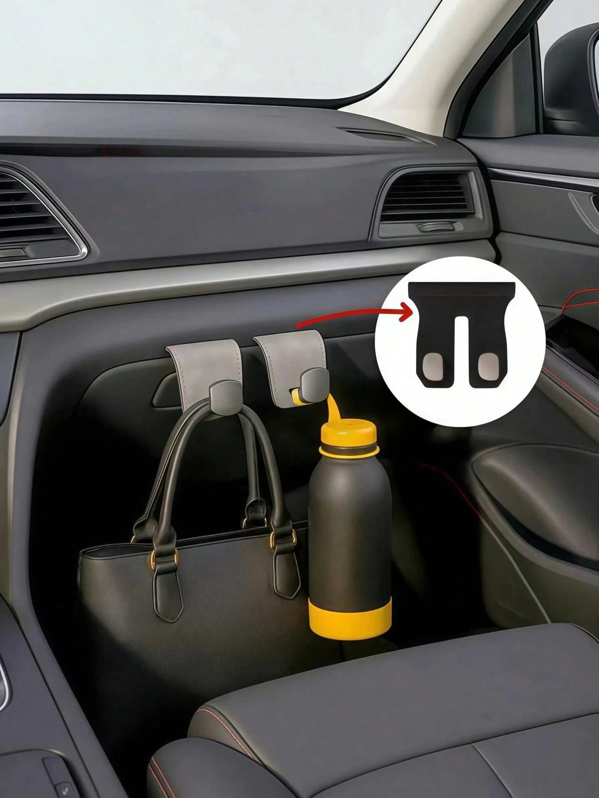 PU Leather Car Passenger Seat Hook And Storage Bag- Soft Lining Organizer Bag, Space-Saving Interior Accessory, Essential For SUV And Sedan Travel