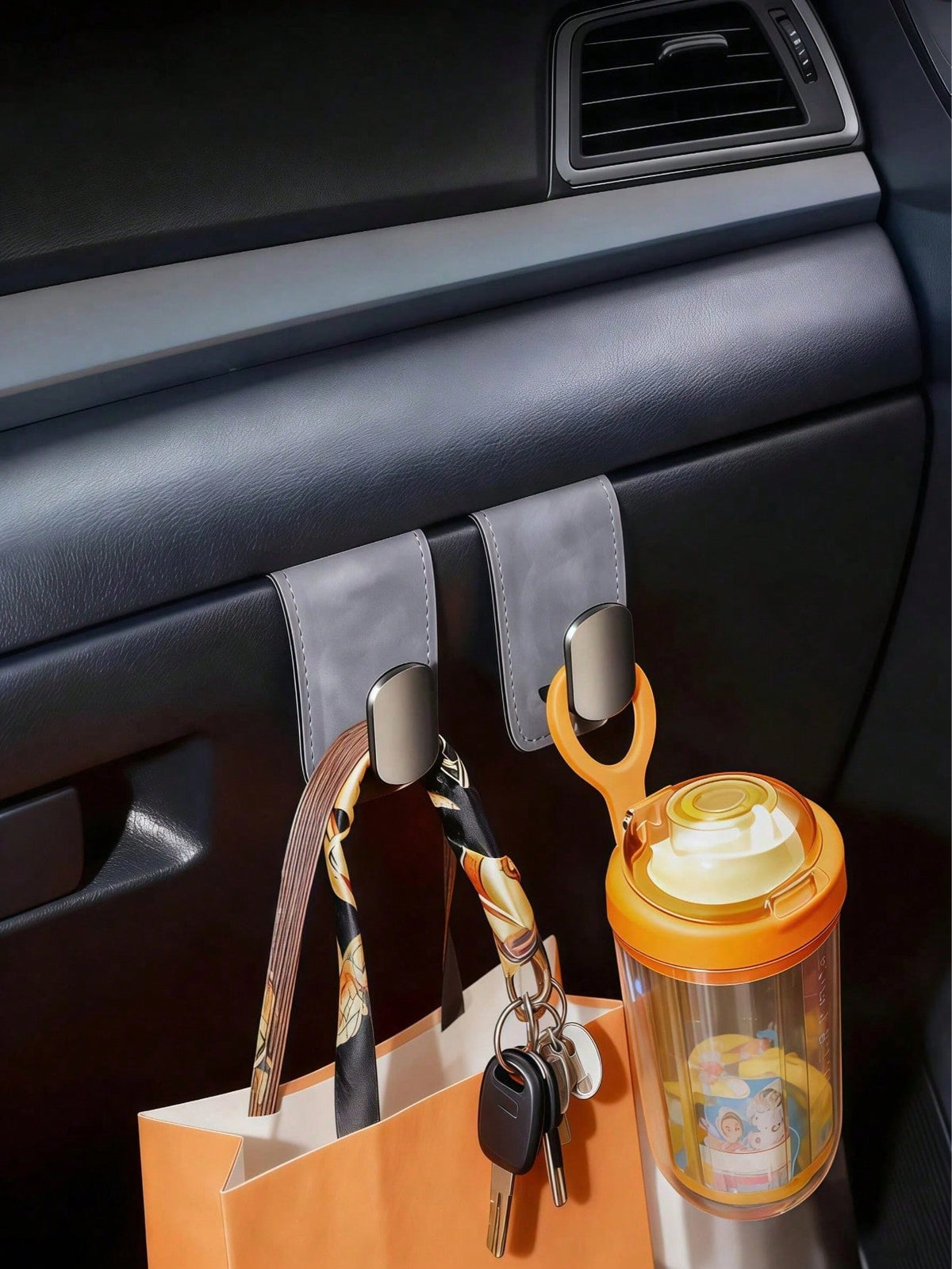 PU Leather Car Passenger Seat Hook And Storage Bag- Soft Lining Organizer Bag, Space-Saving Interior Accessory, Essential For SUV And Sedan Travel