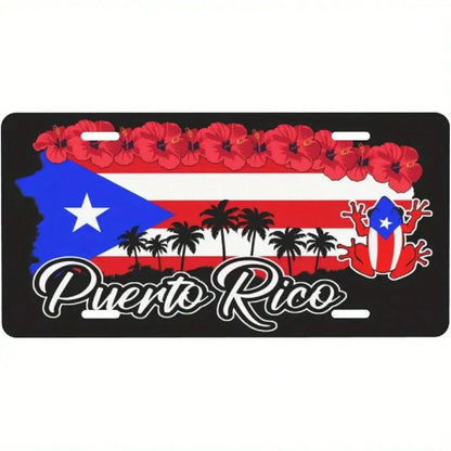 Puerto Rico License Plate, Aluminum Front License Plate- 6X 12inch Polished Metal Standard Version, Easy To Install, For Decorative Purposes Only, Vehicle Front Panel, Car Exterior Decoration, Alumin