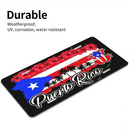 Puerto Rico License Plate, Aluminum Front License Plate- 6X 12inch Polished Metal Standard Version, Easy To Install, For Decorative Purposes Only, Vehicle Front Panel, Car Exterior Decoration, Alumin
