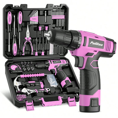 PULITUO 12V Cordless Drill Set With 126-Piece Complete Tool Kit, Electric Screwdriver With Battery & Charger, Lightweight Power Drill For Home DIY, Furniture Repair And Car Maintenance