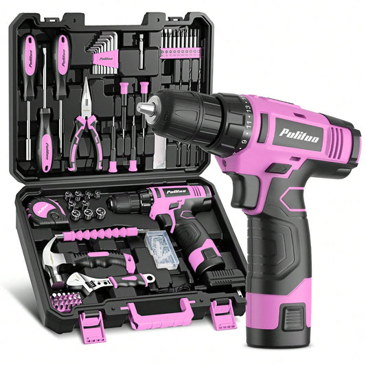 PULITUO 12V Cordless Drill Set With 126-Piece Complete Tool Kit, Electric Screwdriver With Battery & Charger, Lightweight Power Drill For Home DIY, Furniture Repair And Car Maintenance
