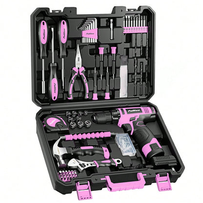 PULITUO 12V Cordless Drill Set With 126-Piece Complete Tool Kit, Electric Screwdriver With Battery & Charger, Lightweight Power Drill For Home DIY, Furniture Repair And Car Maintenance