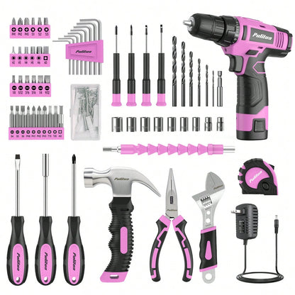 PULITUO 12V Cordless Drill Set With 126-Piece Complete Tool Kit, Electric Screwdriver With Battery & Charger, Lightweight Power Drill For Home DIY, Furniture Repair And Car Maintenance
