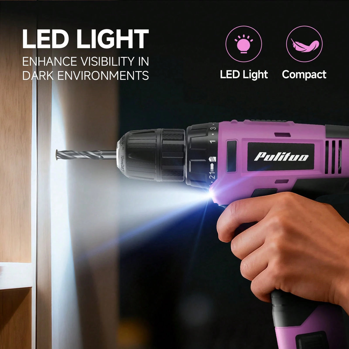 PULITUO 12V Cordless Drill Set With 126-Piece Complete Tool Kit, Electric Screwdriver With Battery & Charger, Lightweight Power Drill For Home DIY, Furniture Repair And Car Maintenance