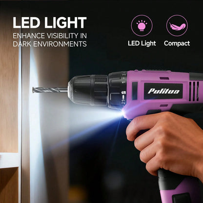 PULITUO 12V Cordless Drill Set With 126-Piece Complete Tool Kit, Electric Screwdriver With Battery & Charger, Lightweight Power Drill For Home DIY, Furniture Repair And Car Maintenance