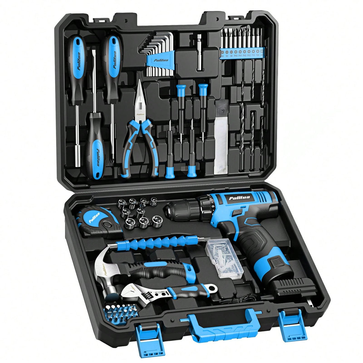 PULITUO Cute 12V Cordless Drill Set For Women, 126-Piece Home Tool Kit With Battery & Charger, Lightweight Electric Screwdriver With Accessories For DIY, Furniture Repair And Home Projects
