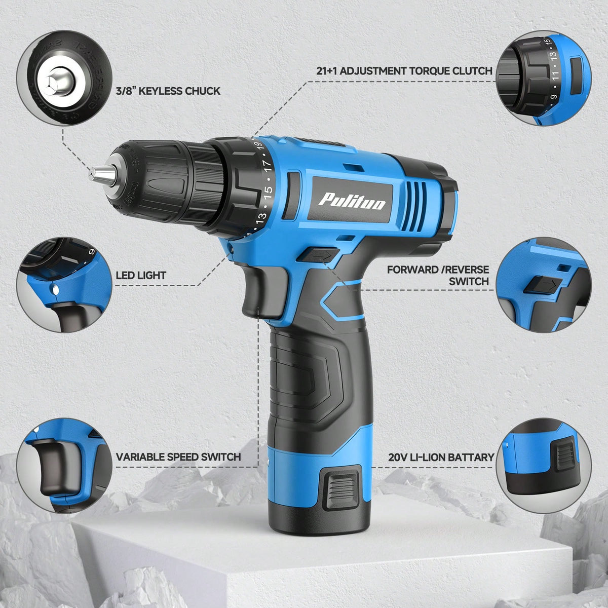 PULITUO Cute 12V Cordless Drill Set For Women, 126-Piece Home Tool Kit With Battery & Charger, Lightweight Electric Screwdriver With Accessories For DIY, Furniture Repair And Home Projects