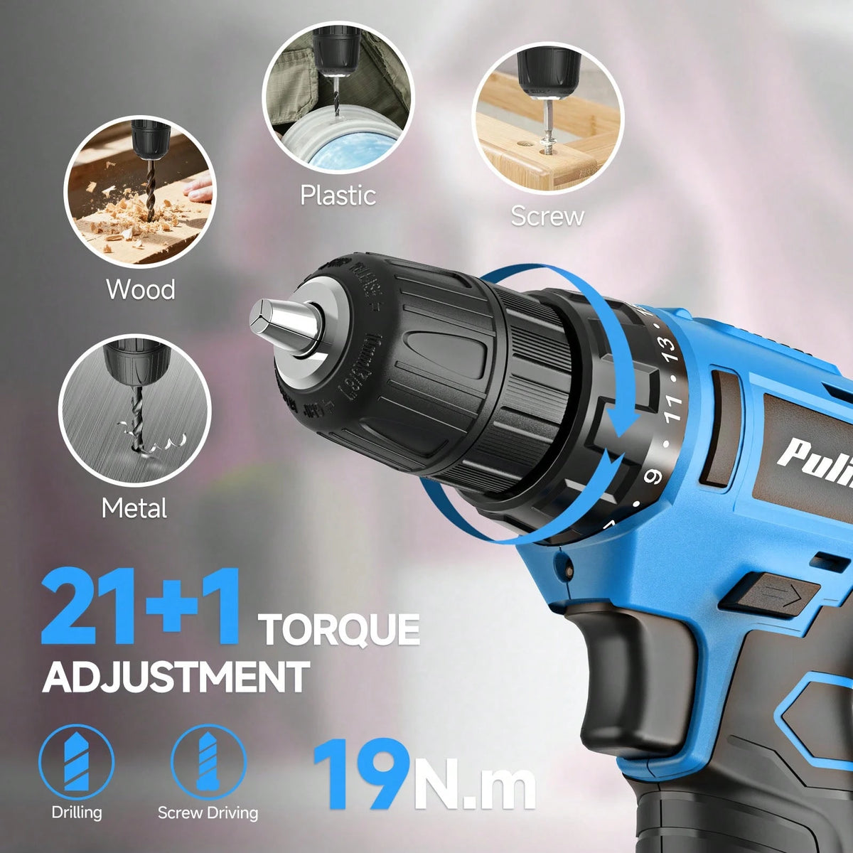 PULITUO Cute 12V Cordless Drill Set For Women, 126-Piece Home Tool Kit With Battery & Charger, Lightweight Electric Screwdriver With Accessories For DIY, Furniture Repair And Home Projects