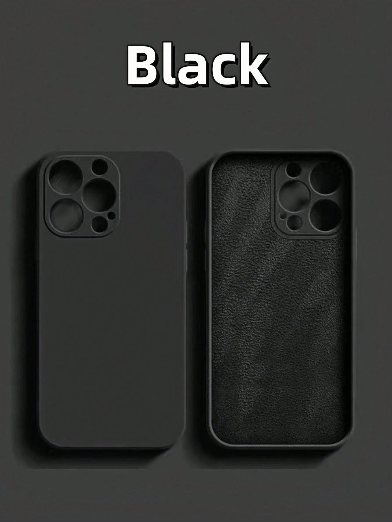 Pure Black Silicone-Feel Phone Case, Faux Leather Texture Inner Lining, Summer Daily Anti-Drop Anti-Scratch Protective Cover, Durable Digital Accessory, Compatible With 17 Pro Max Phone Case, 13, 16 P