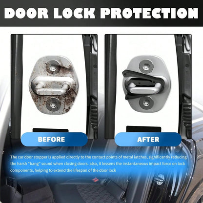 Purthog 4PCS Car Door Shock Absorber,Upgraded Car Door Lock Cover Pad With Force-Dissipating Arm,Universal Cars Doors Lock Protector Pad Reduces Slamming Noise &Amp; Protects Doors Locks