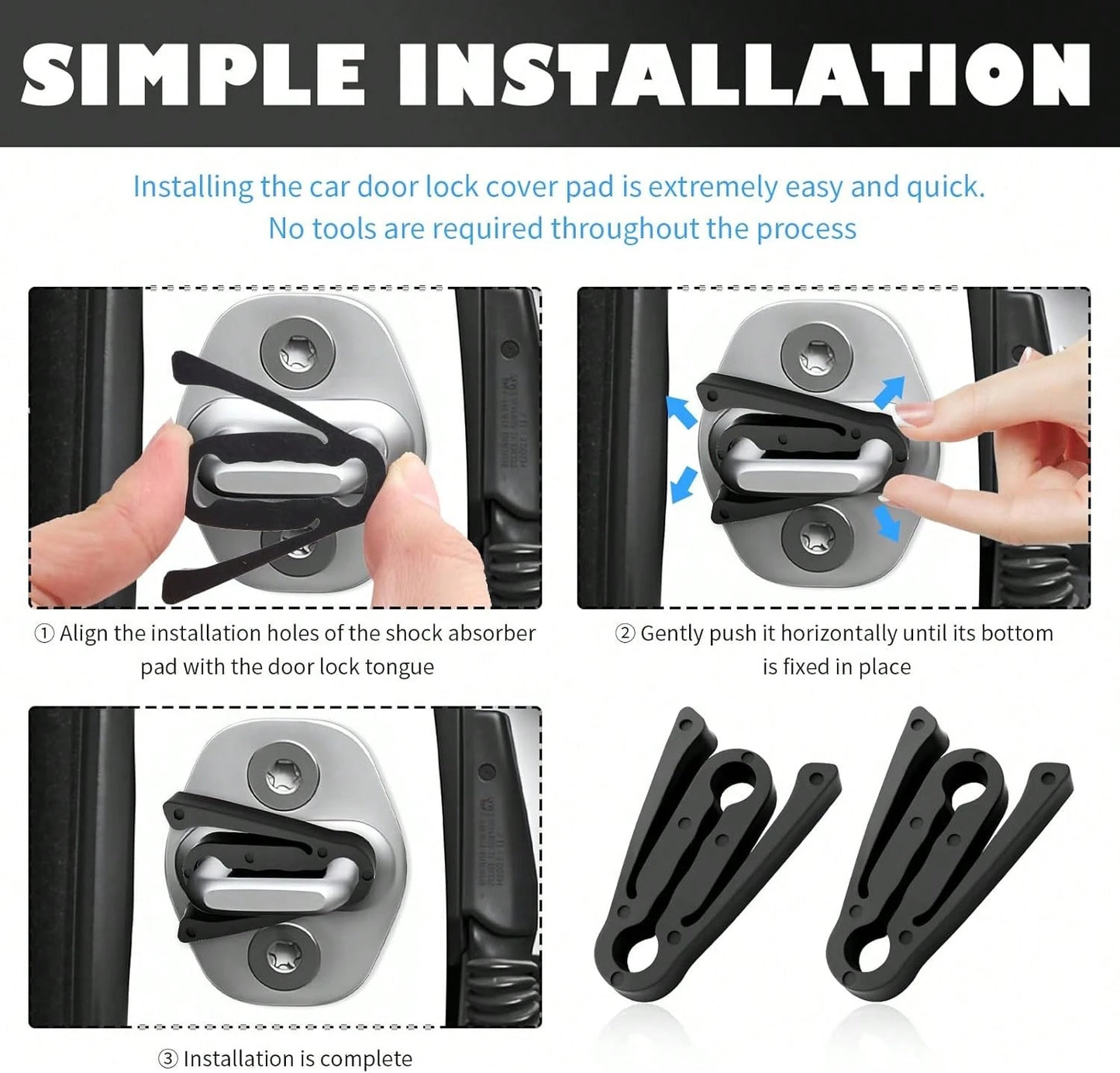 Purthog 4PCS Car Door Shock Absorber,Upgraded Car Door Lock Cover Pad With Force-Dissipating Arm,Universal Cars Doors Lock Protector Pad Reduces Slamming Noise &Amp; Protects Doors Locks