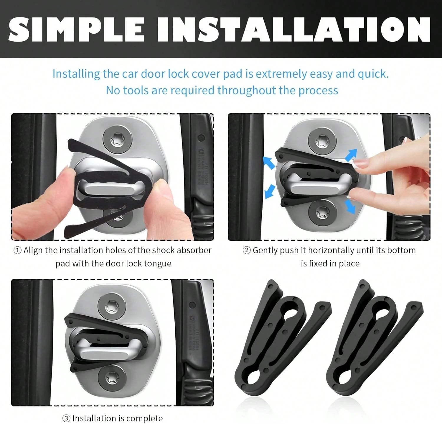 Purthog 4PCS Car Door Shock Absorber,Upgraded Car Door Lock Cover Pad With Force-Dissipating Arm,Universal Cars Doors Lock Protector Pad Reduces Slamming Noise &Amp; Protects Doors Locks
