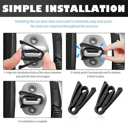 Purthog 4PCS Car Door Shock Absorber,Upgraded Car Door Lock Cover Pad With Force-Dissipating Arm,Universal Cars Doors Lock Protector Pad Reduces Slamming Noise &Amp; Protects Doors Locks