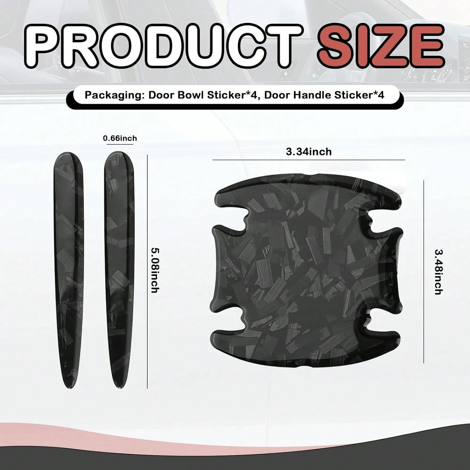 Purthog 8PCS 3D Carbon Fiber Car Door Handle Protector,Forging Pattern Car Door Handle Scratch Protector As Cars Decorations,Stylish &Amp; Personalized Doors Handles Protectors For Vehicles (Black)