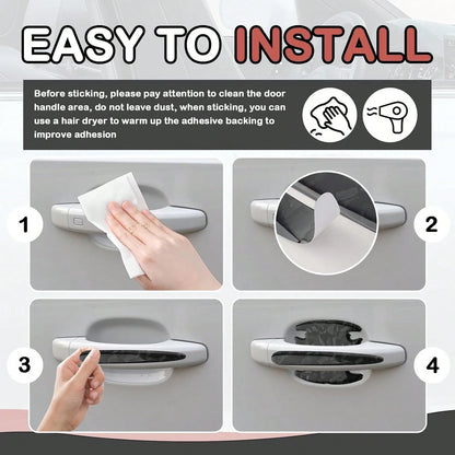 Purthog 8PCS 3D Carbon Fiber Car Door Handle Protector,Forging Pattern Car Door Handle Scratch Protector As Cars Decorations,Stylish &Amp; Personalized Doors Handles Protectors For Vehicles (Black)