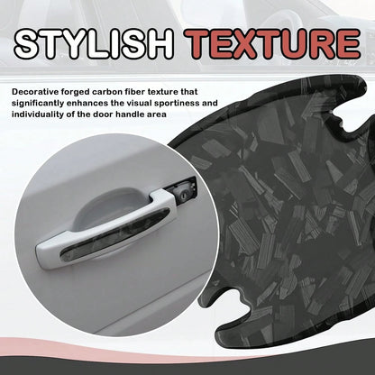 Purthog 8PCS 3D Carbon Fiber Car Door Handle Protector,Forging Pattern Car Door Handle Scratch Protector As Cars Decorations,Stylish &Amp; Personalized Doors Handles Protectors For Vehicles (Black)