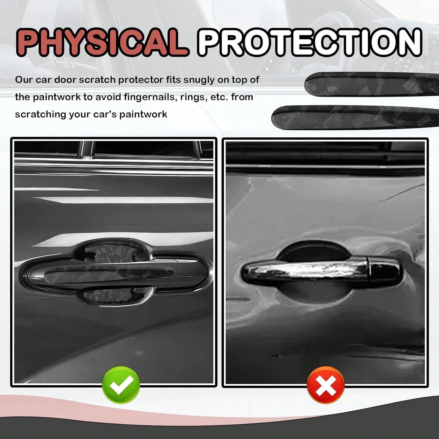 Purthog 8PCS 3D Carbon Fiber Car Door Handle Protector,Forging Pattern Car Door Handle Scratch Protector As Cars Decorations,Stylish &Amp; Personalized Doors Handles Protectors For Vehicles (Black)