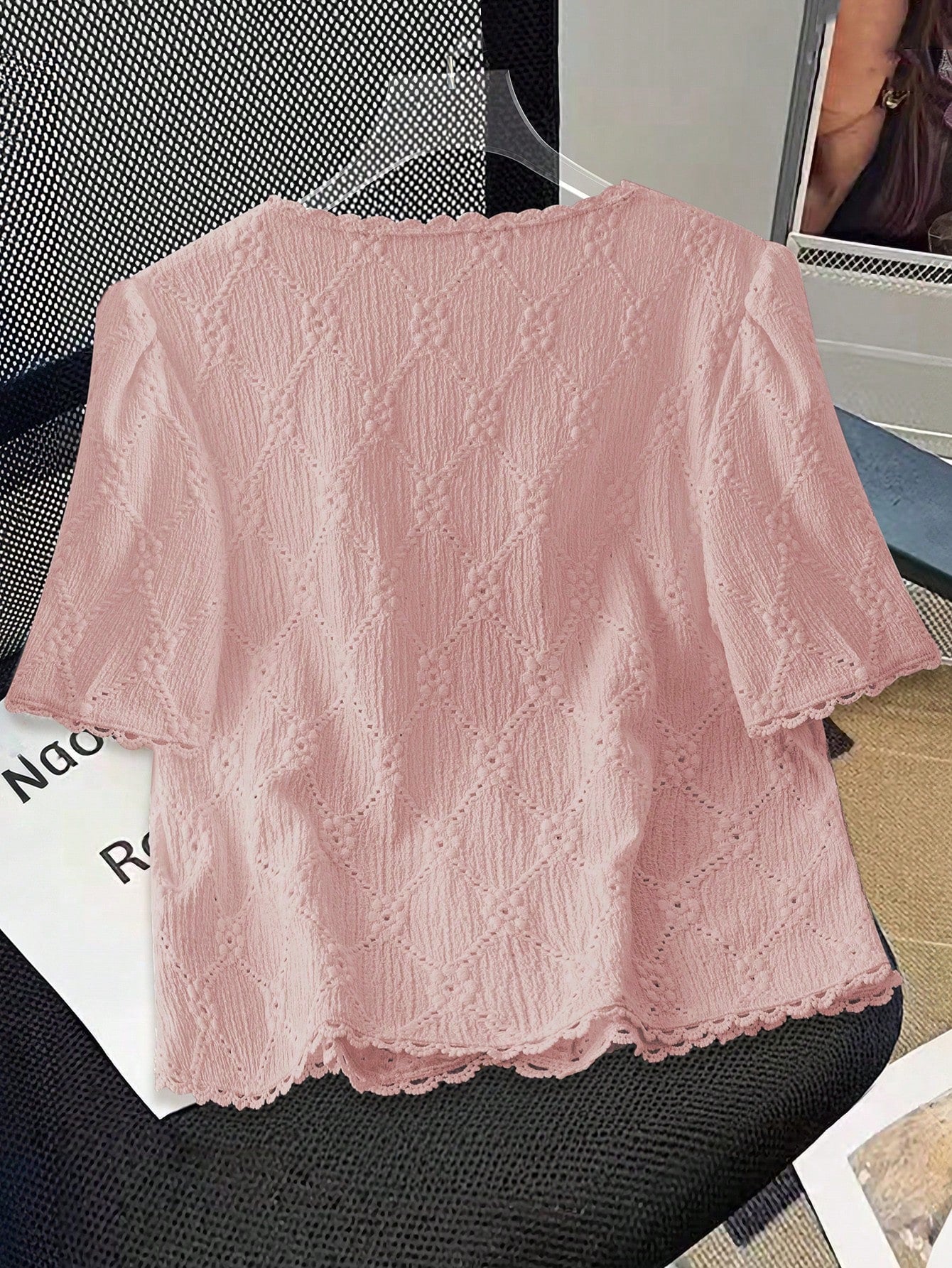 Qadelle Women Commuting Simple Solid Color Short Sleeve Shirt, Casual & Fashionable For Daily Wear