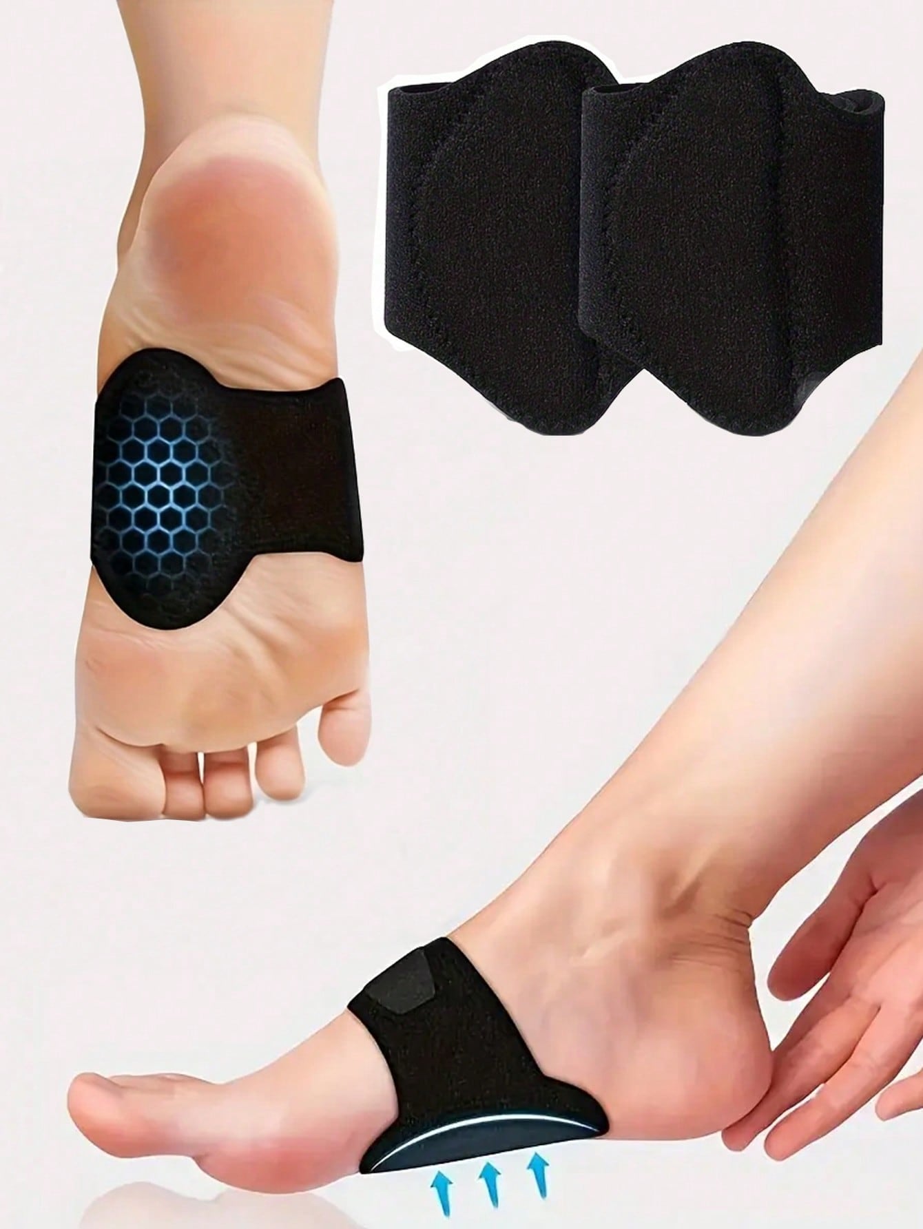QKC 1 Pair/2 Pairs Arch Support Insoles, Suitable For Men And Women, With Silicone Pad, Sports Design Applicable For Shoes And Footwear, Gift Ideas