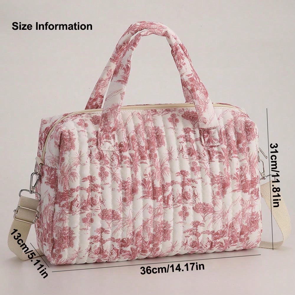 Quilted High Capacity Travel Tote Bag, Duffle Bag Women, Weekend Short Trip Storage Bag, Portable, Lightweight, Durable, Stylish, For Home, Daily Use