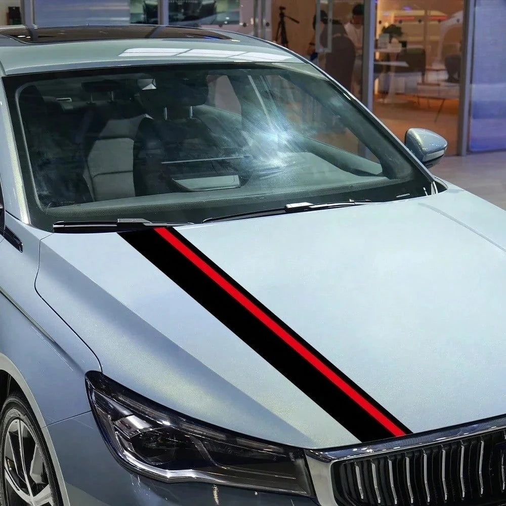 Racing Car Engine Hood Striped Sticker PVC Color Blocking Sticker Waterproof Auto Bonnet Body Decoration Vinyl Decal Accessories