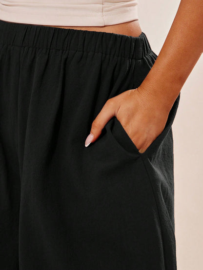 Radiana Breathable Women's Black Cotton Loose Fit Ruffled Waist Harem Pants
