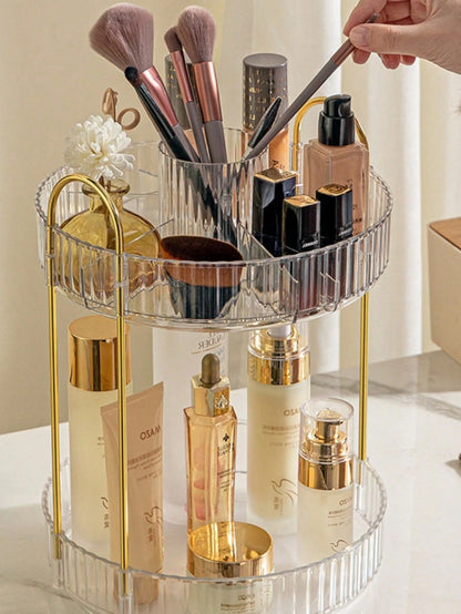 RAINWHISPER Makeup Brush Storage Box Pen Holder 360 Degree Rotating Desktop Storage Barrel High-End Light Luxury Skin Care Products Desktop Storage Desktop Perfume Skin Care Products Makeup Brush Stor
